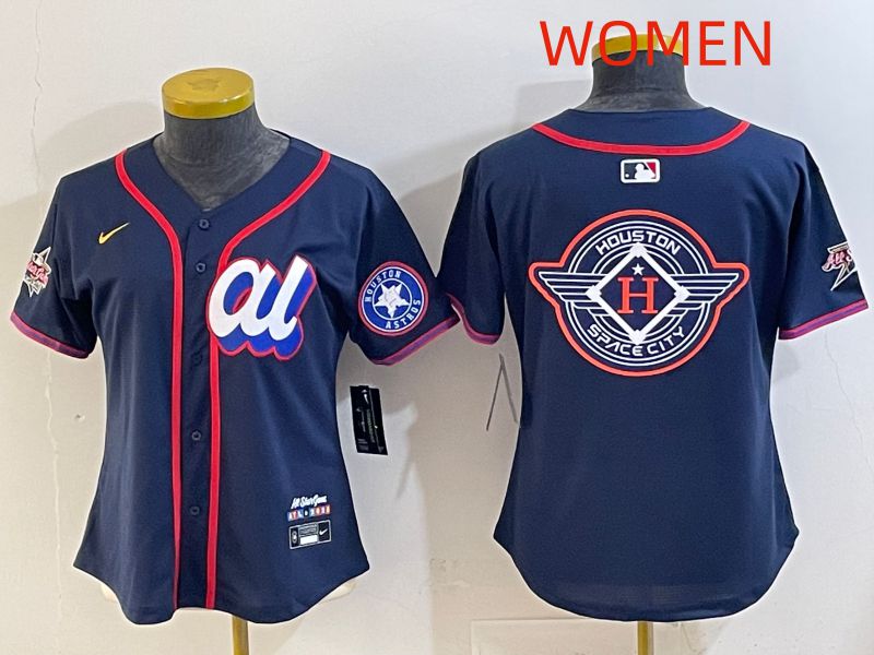 Women 2025 Houston Astros Blank Drak Blue All star Nike MLB Jersey style 011->women mlb jersey->Women Jersey